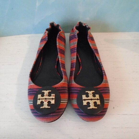 EUC 💥 TORY BURCH REVA MULTICOLOR FLATS ~ SIZE 7 ~ GORGEOUS! - Picture 1 of 6